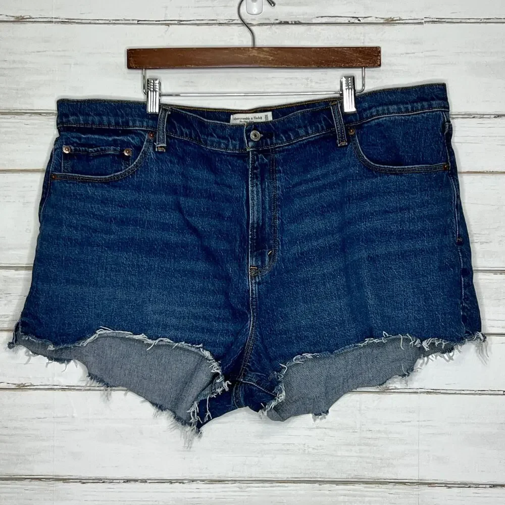 Abercrombie & Fitch High Rise Mom Shorts Dark Wash Curve Love Plus Size 20